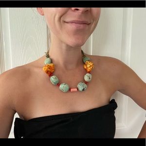Turquoise and coral necklace